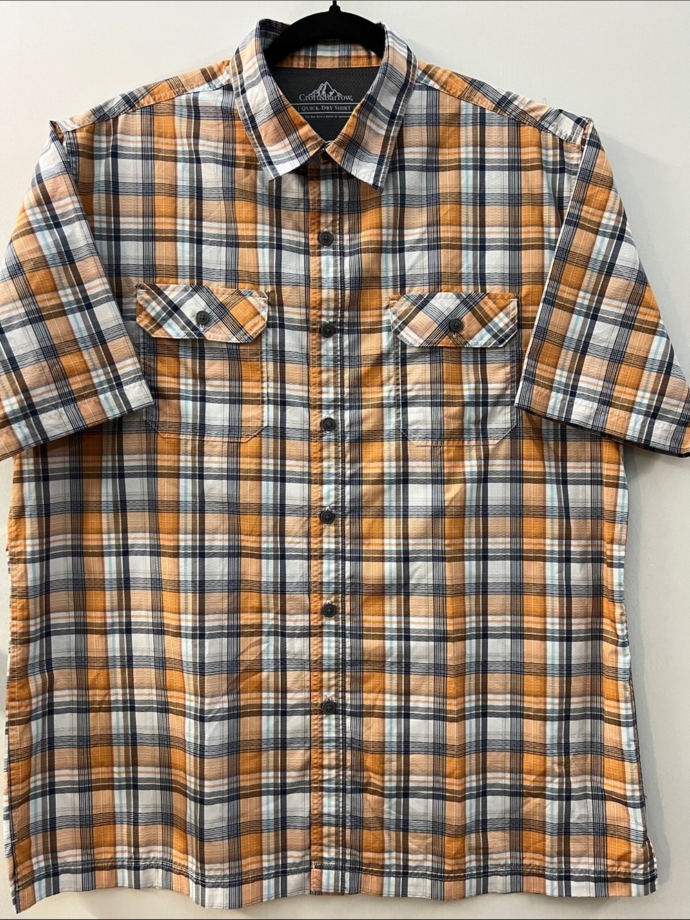 croft & barrow Orange and Blue Plaid Short-Sleeve Button-Down Shirt